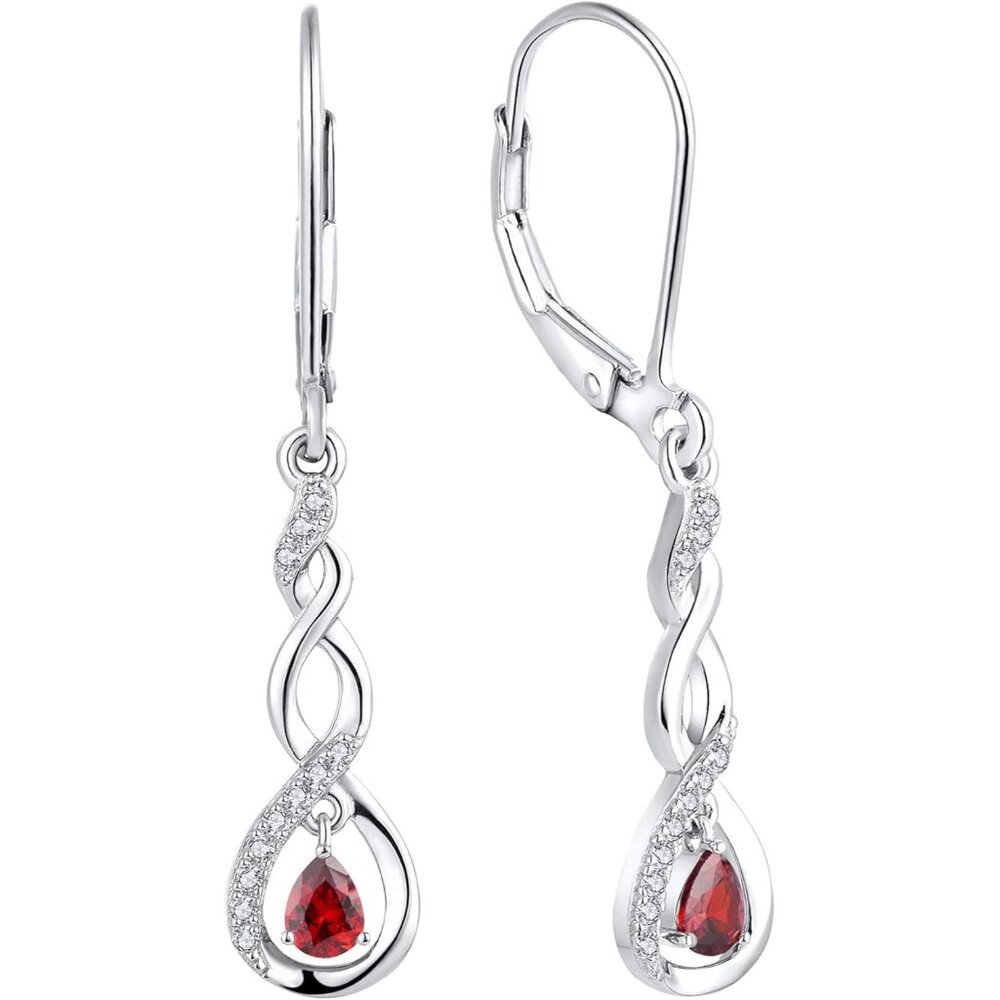 Twisted Sterling Silver Infinity Dangle Earrings … - image 1